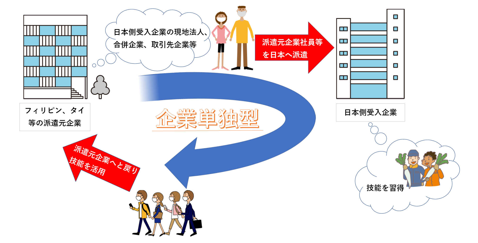 技能実習生受入制度「企業団体型」の説明