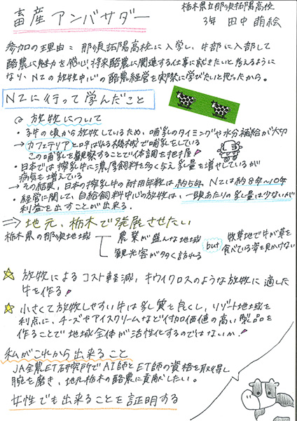 田中 萌絵 栃木県立那須拓陽高等学校 農業経営科 3年