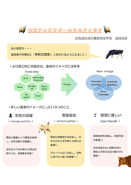 道端 成美 北海道岩見沢農業高校 畜産科学科 3年